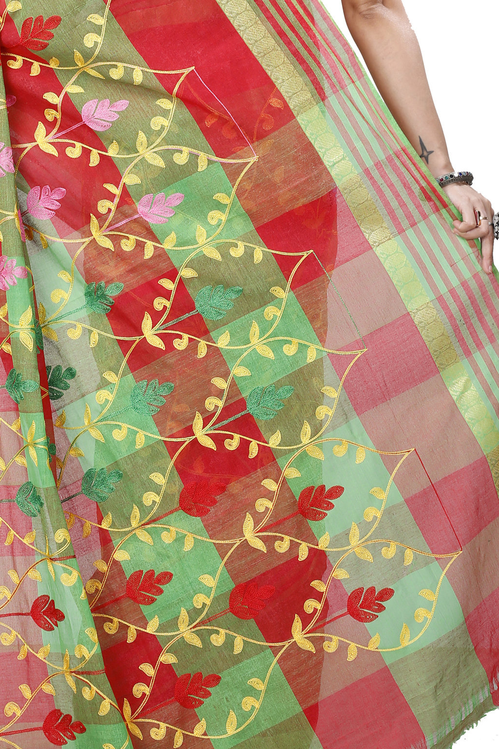 Red Pure Cotton Rosalie Tant Embroidery (972)